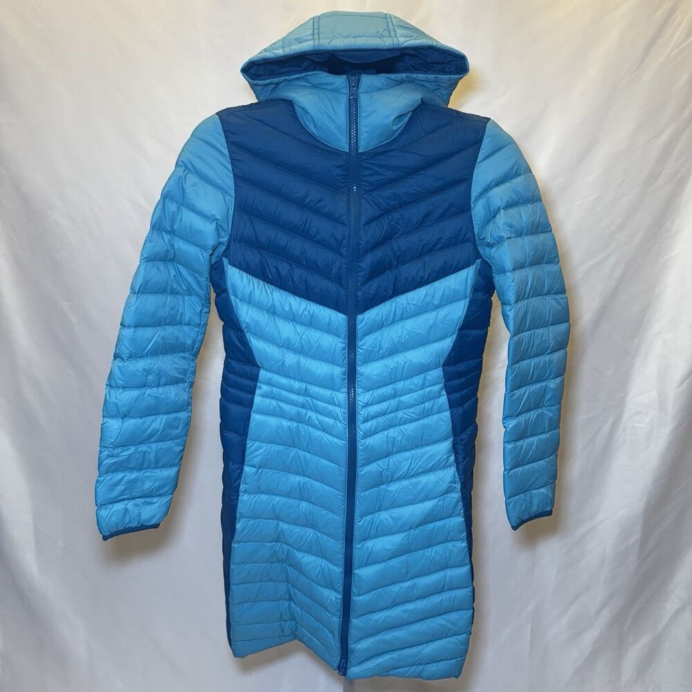Lands End Womens XS 2-4 Ultralight Down Insulated Long Puffer Jacket Coat Teal